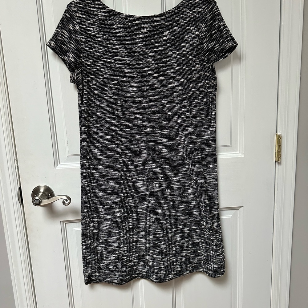 Tweed Knit Black and White Patterned Dress